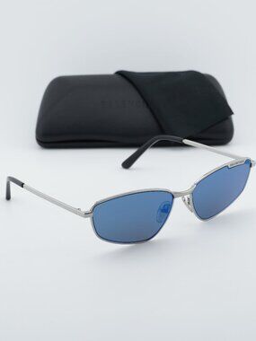 Balenciaga BB0277S 003 Unisex Rectangle Sunglasses - Ruthenium / Blue